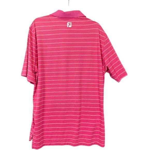 FootJoy Golf Polo Pink with White Stripes Performance Size Large - Picture 3 of 12